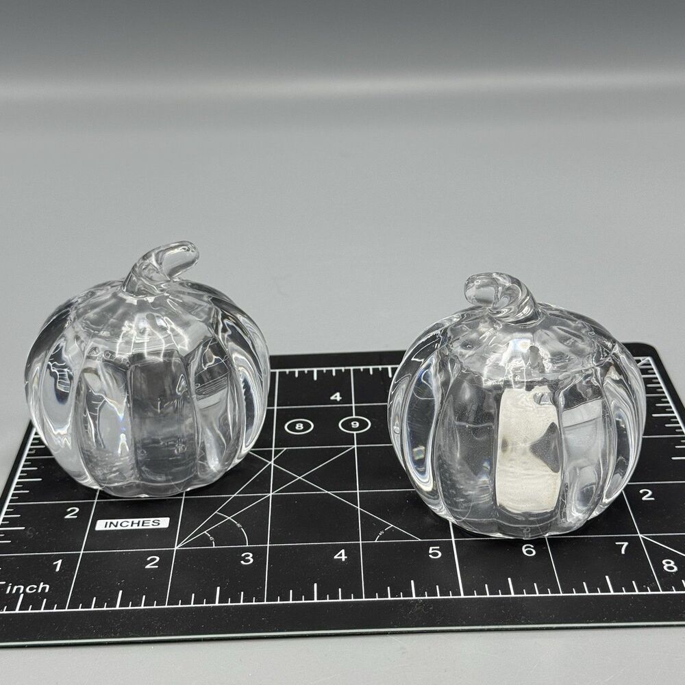 Shannon Crystal Pumpkin Salt & Pepper Shakers Thanksgiving Fall Table Accent 3"